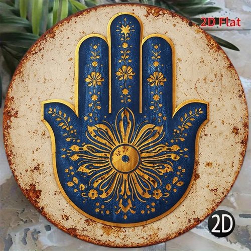 CIFBUY Vintage Aluminum Wall Art – Waterproof Durable Hamsa Evil Eye Decor Sign for Home, Cafe, Yoga Studio, Indoor/Outdoor