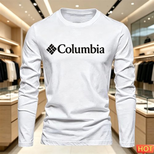 เสื้อยืดแขนยาวผู้ชาย ผ้าฝ้าย สีพื้น คอสอง ฤดูใบไม้ร่วง กีฬากลางแจ้ง Y2K