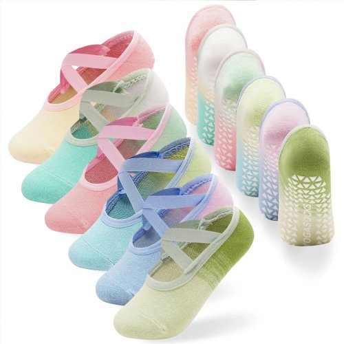 ถุงเท้าโยคะกันลื่นผู้หญิง 3 คู่ สีไล่เฉด – ถุงเท้ากันลื่นสำหรับพิลาทิสและบาร์เร่ ระบายอากาศ