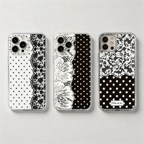 Lace Polka Dot Phone Case for HONOR 200/400/600/90/Magic 6/7/8/Lite X5/X5B/X6A/X6B/X7/A7D/X8/X8A/X8D/X9B/X9D