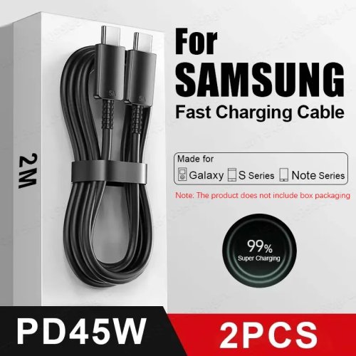 สาย USB-C 2 เส้น 45W PD ชาร์จเร็วสุดสำหรับ Samsung Galaxy S20 S21 S22 S23 Ultra Note 10 5G A53 A54 สายข้อมูล
