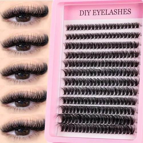 Cluster Lashes, 240pcs 40D 9-16mm Mixed Lengths, Ultra-Natural Look Thin Ultra-Soft Ultra-Light, Reusable for Beginners