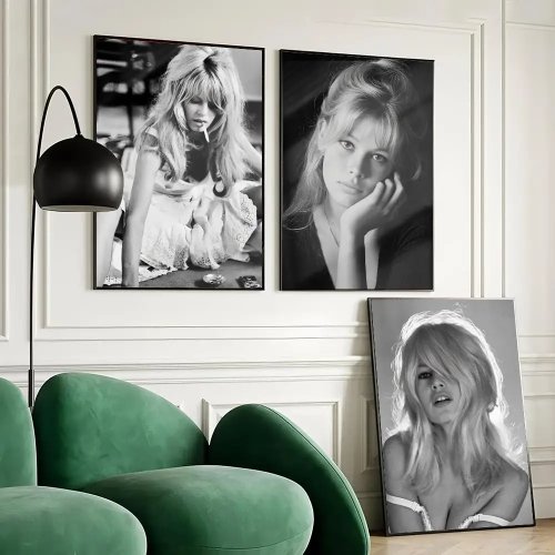Brigitte Bardot Movie Star Poster Waterproof Wall Art Sticker Self-Adhesive Mural for Home Bar Room Decor