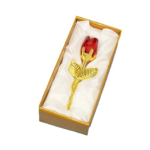 Hoa Hồng Pha Lê Trong Suốt với Cành Kim Loại Chống Gỉ – Tượng Hoa Độc Đáo trong Hộp Quà cho Ngày Đặc Biệt của Người Yêu
