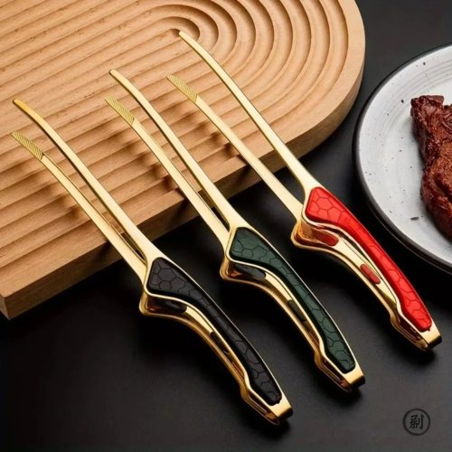 Stainless Steel Non-Stick BBQ Tongs with Anti-Slip Grip - Heat Resistant Kitchen Tongs for Cooking and Grilling