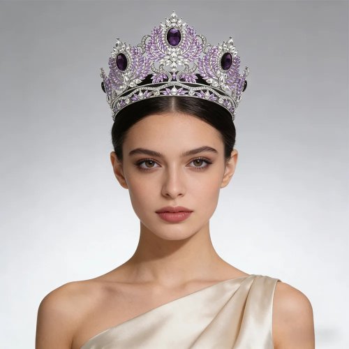 Diadema di Lusso Foresta Grande Rotondo Alto Corona da Sposa Miss Universo Tiara Copricapo Matrimonio Accessori per Capelli