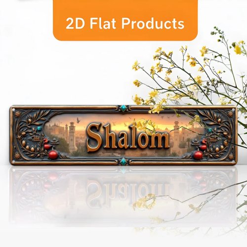 CIFBUY Vintage Shalom Hebrew Aluminium Hiasan Dinding 8x8 Inci Papan Logam Tahan Air untuk Dekorasi Rumah, Kantor, Ruang Tamu