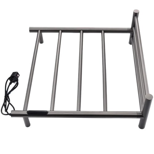 ราวผ้าเช็ดตัวทำความร้อน gunmetal 60x60.5 ซม. พร้อมที่วาง สแตนเลส 304 ติดผนัง สำหรับโรงแรม