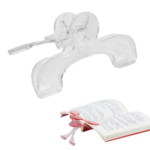 Transparent Acrylic Book Clip Holder with Stand - Lightweight Portable Hands-Free Page Holder for Reading and Documents