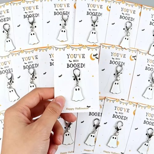 24-teiliges Halloween-Schlüsselanhänger-Set mit 'You've Been Pranked'-Karte, handgefertigte kompakte Schlüsselanhänger für Paare & Freunde, Auto-Schlüsselanhänger