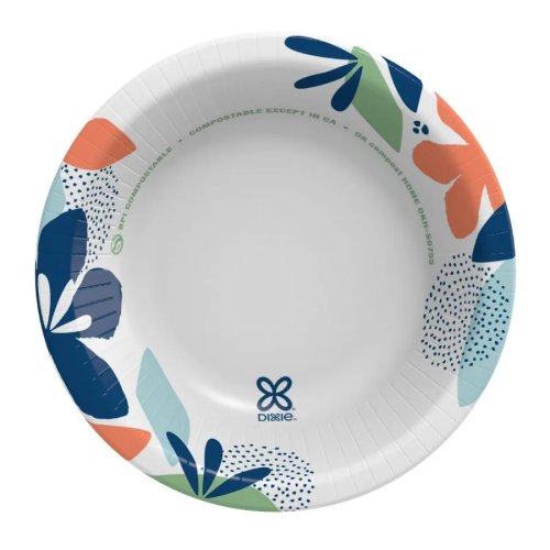 35 Count 10oz White Floral Disposable Paper Bowls, Microwave-Safe, Leak & Cut-Resistant Round Party Bowls