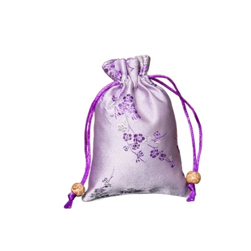 Glatter Satin-Zugbeutel mit Blumenstickerei – Geschenkbeutel für Schmuck, Süßigkeiten & Geburtstag