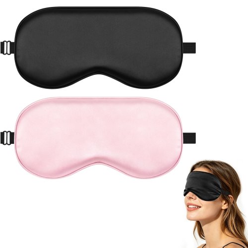 Masque de sommeil en soie imitation, masque pour les yeux bloquant la lumière, doux et rembourré pour voyager et faire la sieste