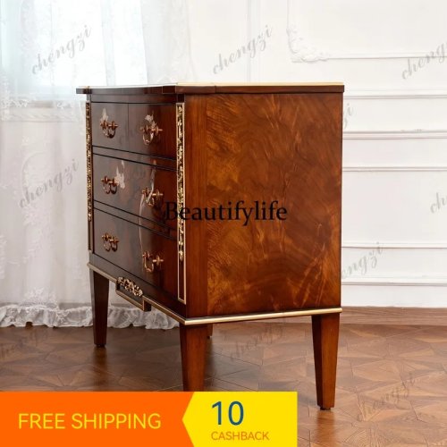 Tủ ngăn kéo 4 ngăn phong cách Pháp cổ điển, gỗ tự nhiên mạ vàng, tủ tiền sảnh, tủ trang trí nghệ thuật, tủ đựng đồ