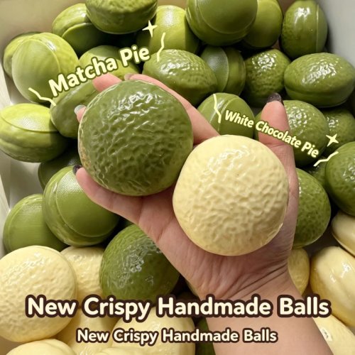 White Chocolate Matcha Pie Stress Relief Ball Toy – Handmade Crunchy Fidget Toy for Stress Relief