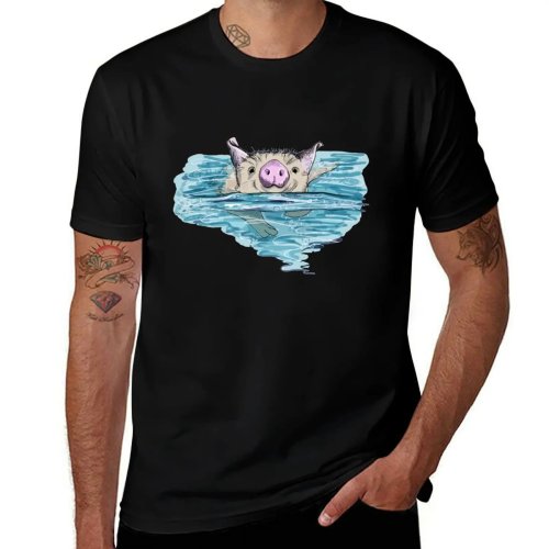 Bahamas Swimming Pig T-Shirt - Large Short Sleeve