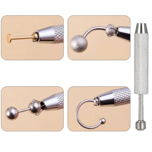 EVISPOL 4-Claw Bead Pick-Up Tool, Diamond Gem Prong Tweezer for Body Piercing Jewelry, Catcher Sprinkle Pen