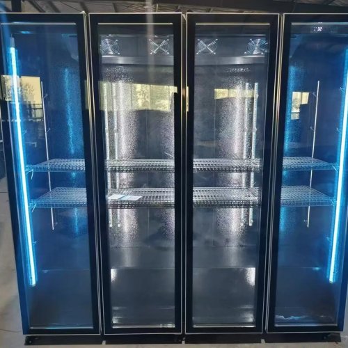 Upright Commercial Display Cooler – Glass Door Beer & Juice Refrigerator, 220V Air-Cooled Showcase with Auto Defrost
