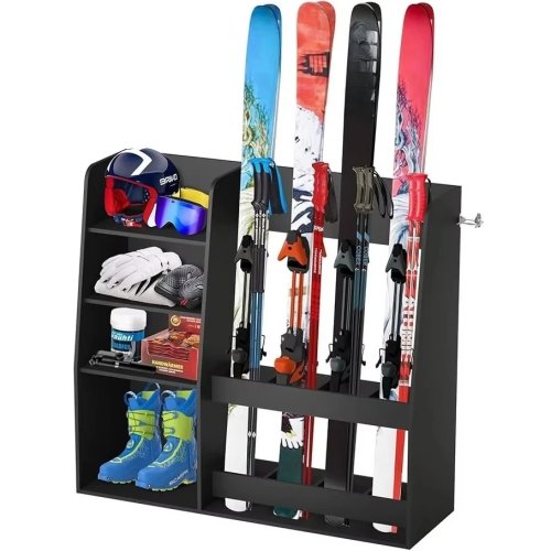 Ski-Aufbewahrungsständer – frei stehender Boden-Organizer für 4 Paar Ski & Ski-Zubehör