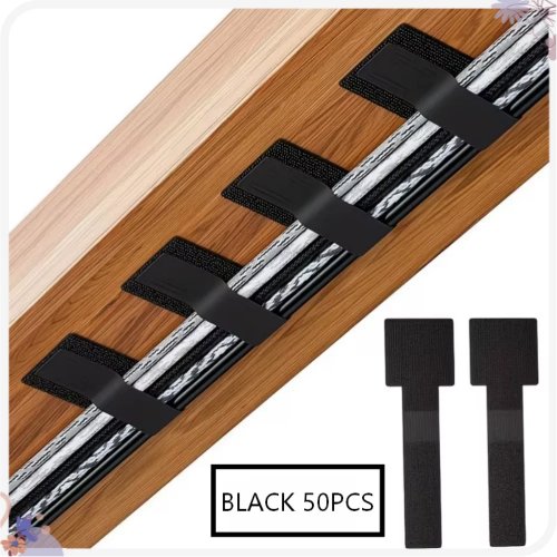 50 Piezas Organizadores de Cables Autoadhesivos, Sujetacables de Nylon con Velcro, Manejo de Cables Reutilizable para PC Laptop
