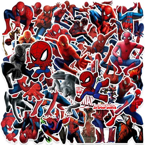 Set 50 Pegatinas de Araña Caricatura - Vinilos PVC Impermeables para Monopatín, Nevera, Moto, Maleta, Regalo Juguete Infantil DIY