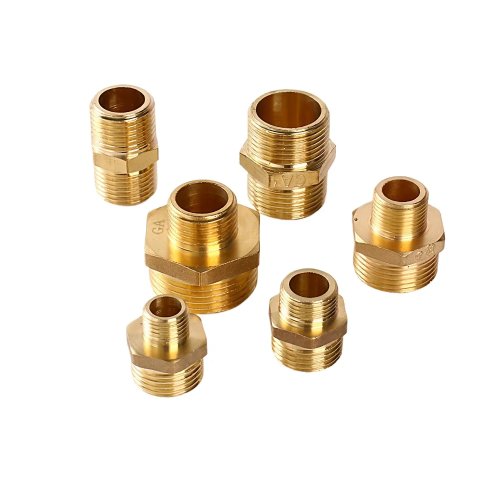 Brass Double Male Thread Adapter, Vintage-Style Pipe Fitting with External Threads on Both Ends