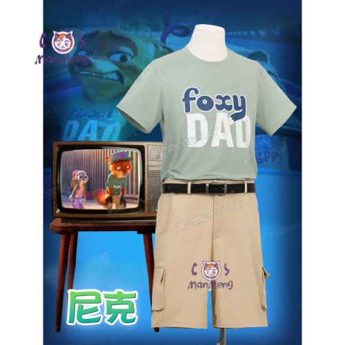 Nick Wilde Zootopia Cosplay Costume Set – Hat, T-Shirt, Shorts & Belt, Halloween Party Outfit for Men & Women