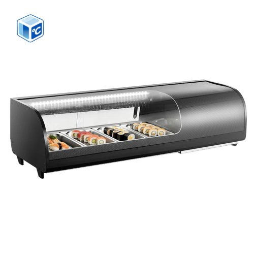 Commercial Sushi Display Case Countertop Refrigerated Showcase Direct Cooling R600a 4/5/6 Shelves LED for Bakery Cafe 1148x406x316mm