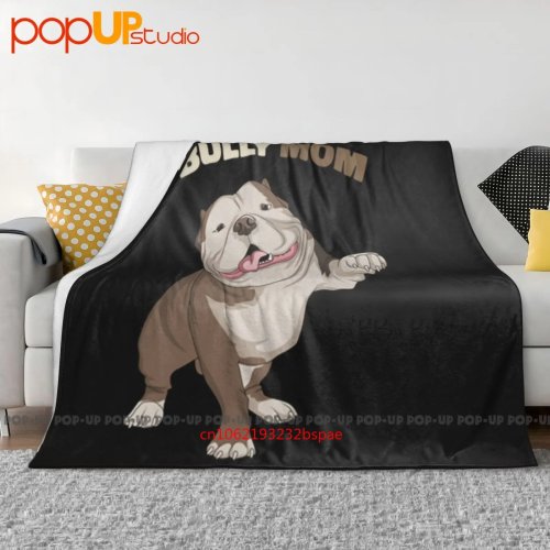 American Bully Dog Mom Funny Blanket – Ultra Soft Winter Fleece Quilt, Sofa Cover & Bed Cover, Perfect Mother's Day Gift