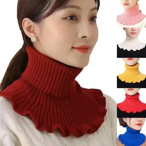 Cuello Alto de Punto Desmontable para Mujer - Falso Cuello Bufanda Invierno Cálido