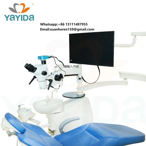 Microscopio quirúrgico dental con soporte móvil, zoom y enfoque motorizados para endodoncia e implantología