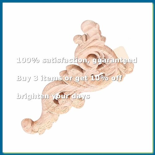 Unpainted Wood Carved Corner Onlay Applique - Door & Wall Decor 12x6cm A09G