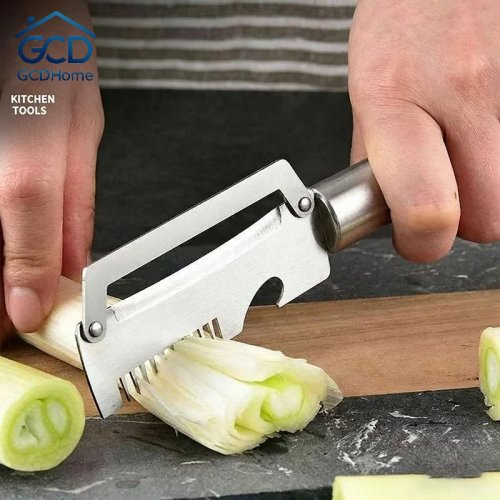 Stainless Steel Scallion Peeler Knife - Multi-Functional Vegetable Prep Tool with Handle for Home Kitchen