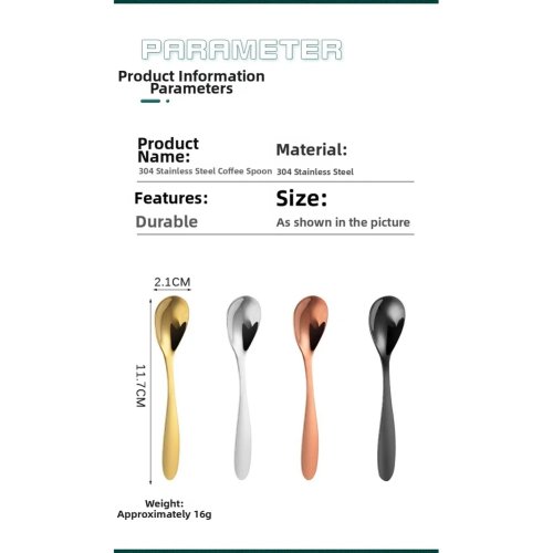 Cuillère de Cuisine en Acier Inoxydable 304 pour Mélanger, Servir et Assaisonner Café, Glace, Desserts