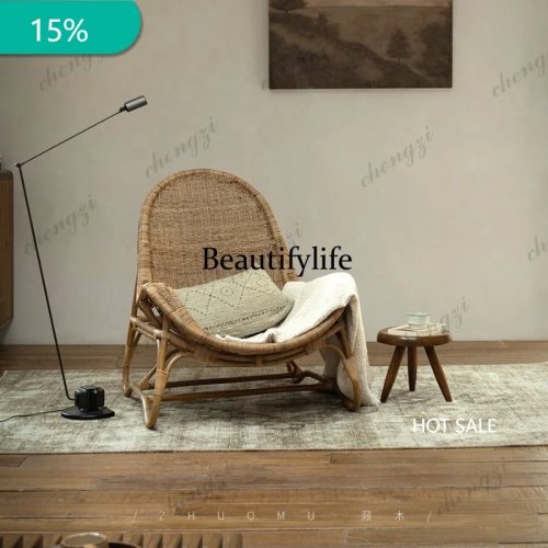 Handgeweven rotan sofa stoel, enkele relaxstoel voor woonkamer & B&B hotel