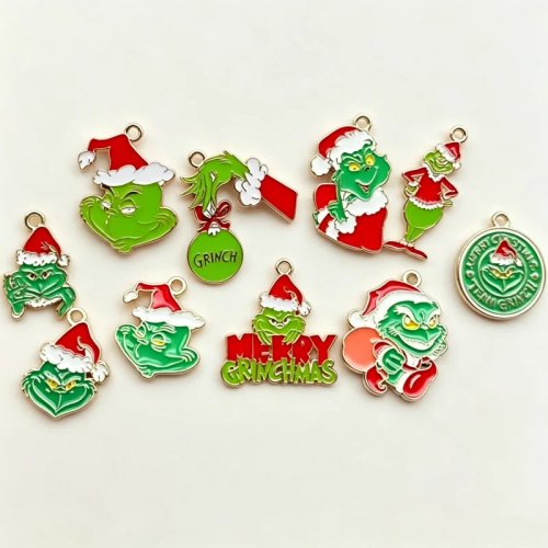 10 stuks Kerst Schattige Cartoon Bedels voor Tas, Telefoon, Armband, Ketting - DIY Handgemaakte Accessoires