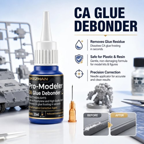 SIKEZHAN 20 ml CA-lijm debonder – Superlijmverwijderaar, reinigt lijmwaas, veilig op hars, polystyreen en kunststof modelbouwgereedschap