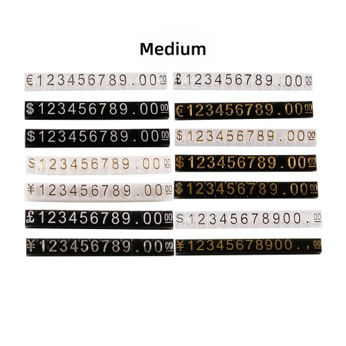 12 piezas Cubos de precios para joyería 4x6mm - Etiquetas de números y letras, soporte ajustable para exhibición de precios