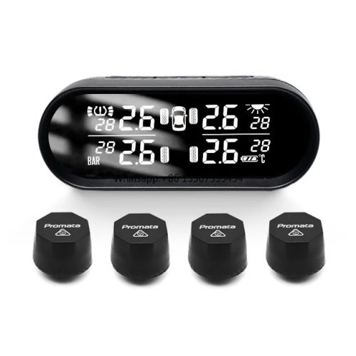TPMS Solaire Intelligent - Système de Surveillance de Pression des Pneus pour Voiture avec 6 Capteurs, Alertes de Température et Affichage Sans Fil