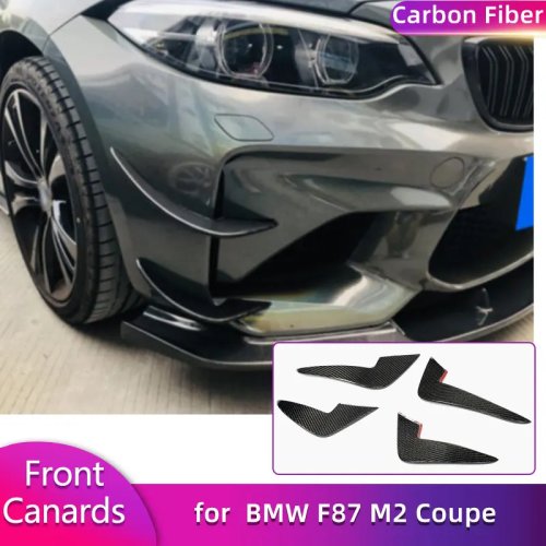 Canards de para-choques dianteiro em fibra de carbono para BMW F87 M2 Coupe 2016-2017 (Não para M2C) - Acabamentos de ventilação dos faróis de nevoeiro, aletas laterais, body kit