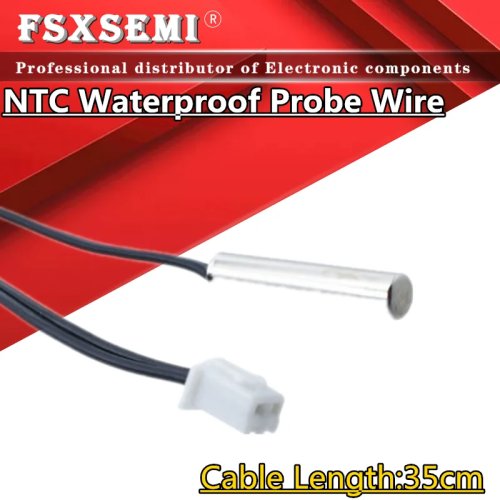 Cable sensor de temperatura termistor NTC de 35cm para aire acondicionado y refrigerador 2K 5K 10K 15K 20K 50K 100K 1%