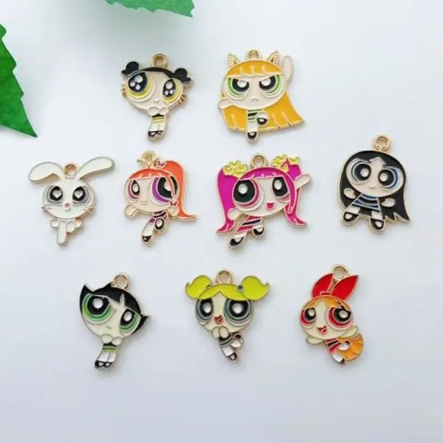 10 шт. Подвеска из сплава с эмалью девочка из мультфильма для DIY изготовления украшений, серьги, брелоки
