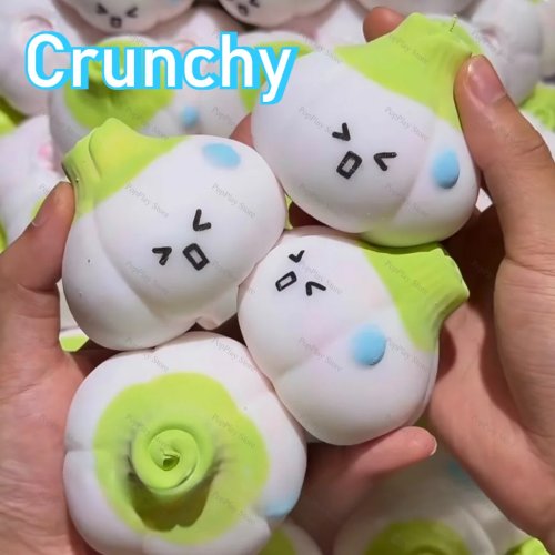 Bola Stress Squishy Bawang Putih Handmade, Mainan Squeeze Lucu dengan Suara Renyah, Fidget Ball ASMR untuk Relaksasi Sensori