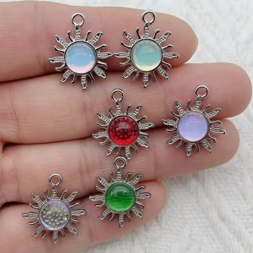 10pcs Alloy Eye Sun Inlaid Pendant Charms for DIY Jewelry Making Earrings Bracelets Necklaces