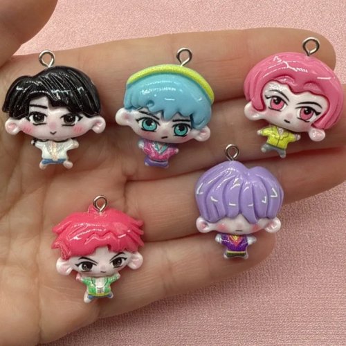10 ชิ้น จี้เรซิน การ์ตูนเด็กชาย สำหรับ DIY เครื่องประดับ ต่างหู พวงกุญแจ