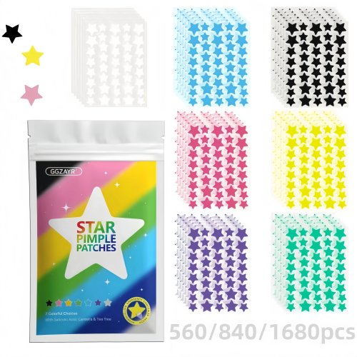 560/840/1680 ชิ้น แผ่นแปะสิว Rainbow Star – ไฮโดรคอลลอยด์ดอทน่ารัก เพื่อผิวใส ปาร์ตี้ และใช้ทุกวัน