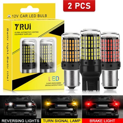 YiRui 2pcs 12-48V LED Bulbs 144SMD Reverse Turn Signal Light BA15S P21W BAU15S PY21W 7440 W21W P21/5W 1157 BAY15D