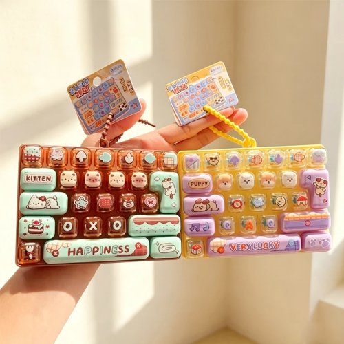26-Grid Keycap Clicker Fidget Keyboard Keychain – Anti-Stress Decompression Button, Cartoon Party Favor Gift