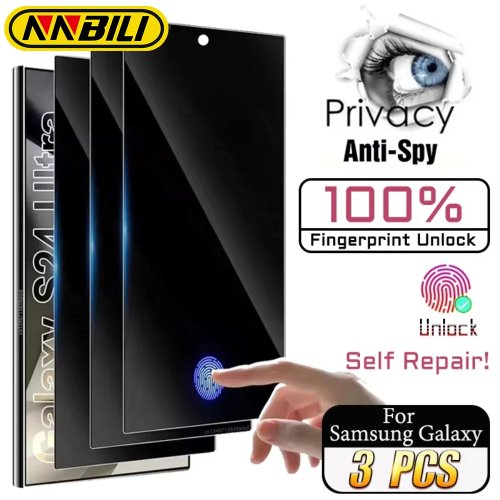 NNBILI 3-Pack Self-Repair Privacy Screen Protector Film for Samsung Galaxy S26 Ultra S25 S24 S23 S22 S21 S20 Plus, Fingerprint Compatible (Not Glass)