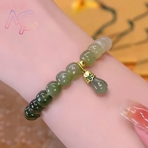 Pulseira Flor de Jade Hetian Natural, Banhado a Ouro 18K, Ágata e Turmalina, Joia Requintada e Sexy para Raparigas Jovens, Presente de Moda
